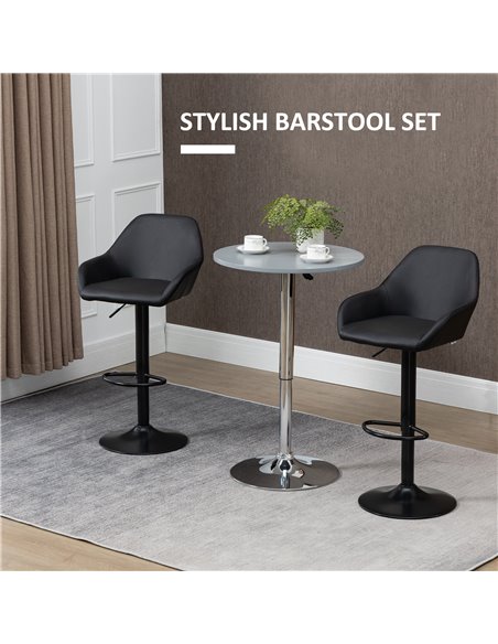 HOMCOM Adjustable Bar Stools Set of 2, Swivel Barstools with Footrest and Backrest, PU Leather and Steel Base, for Kitchen Count - pic 61827 | FastDaddyshop