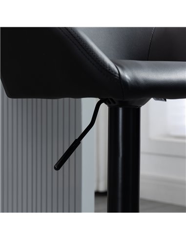 HOMCOM Adjustable Bar Stools Set of 2, Swivel Barstools with Footrest and Backrest, PU Leather and Steel Base, for Kitchen Count