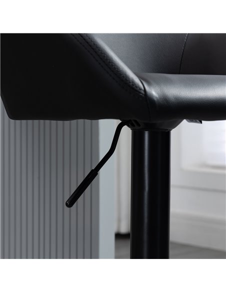 HOMCOM Adjustable Bar Stools Set of 2, Swivel Barstools with Footrest and Backrest, PU Leather and Steel Base, for Kitchen Count - pic 61832 | FastDaddyshop