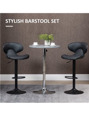 HOMCOM Adjustable Swivel Bar Stools Set of 2, Barstools with Footrest and Backrest, Steel Frame Gas Lift, for Kitchen Counter Di