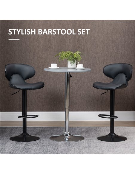 HOMCOM Adjustable Swivel Bar Stools Set of 2, Barstools with Footrest and Backrest, Steel Frame Gas Lift, for Kitchen Counter Di - pic 61836 | FastDaddyshop