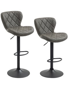 HOMCOM Adjustable Height Bar Stools Set of 2, Dark Grey 835-715V70CG