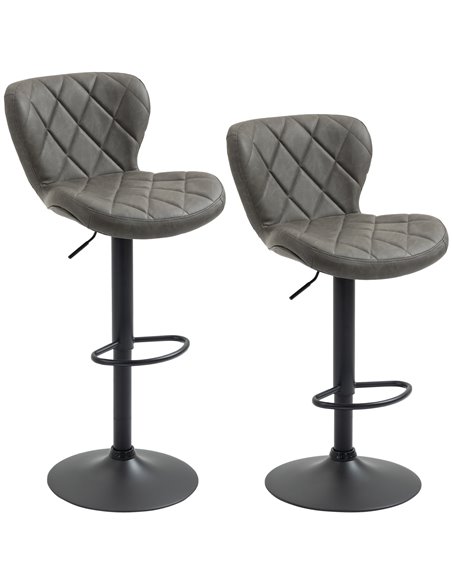 HOMCOM Adjustable Height Bar Stools Set of 2, Dark Grey 835-715V70CG - pic 61842 | FastDaddyshop