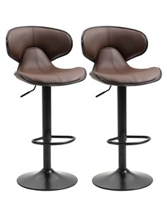 HOMCOM Adjustable Swivel Bar Stools Set of 2, Brown 835-731V70BN