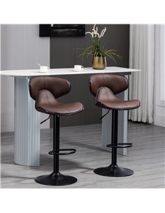 HOMCOM Adjustable Swivel Bar Stools Set of 2, Brown 835-731V70BN 2