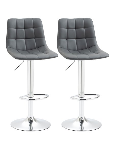 HOMCOM Adjustable Dining Bar Stools Set of 2, Grey 835-743V70GY - pic 61887 | FastDaddyshop