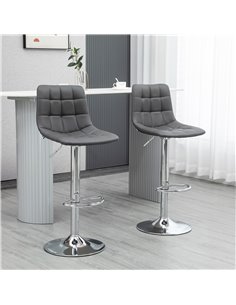 HOMCOM Adjustable Dining Bar Stools Set of 2, Grey 835-743V70GY 2