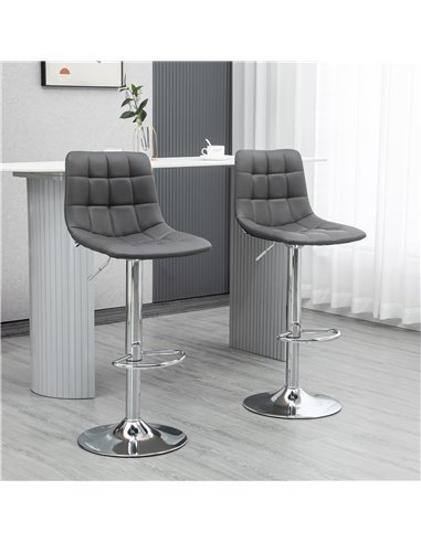HOMCOM Bar Stools Set of 2, Adjustable Breakfast Dining Stools for Kitchen, Modern Counter Barstools with 360° Swivel and Footre