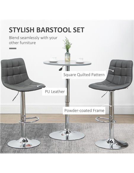 HOMCOM Bar Stools Set of 2, Adjustable Breakfast Dining Stools for Kitchen, Modern Counter Barstools with 360° Swivel and Footre - pic 61890 | FastDaddyshop