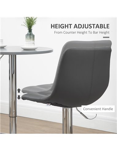 HOMCOM Bar Stools Set of 2, Adjustable Breakfast Dining Stools for Kitchen, Modern Counter Barstools with 360° Swivel and Footre