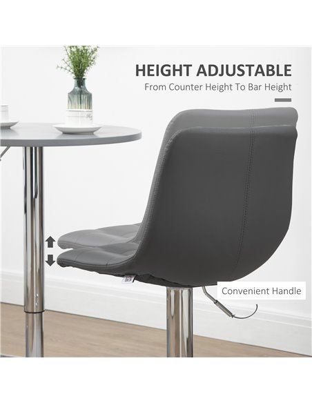 HOMCOM Bar Stools Set of 2, Adjustable Breakfast Dining Stools for Kitchen, Modern Counter Barstools with 360° Swivel and Footre - pic 61891 | FastDaddyshop