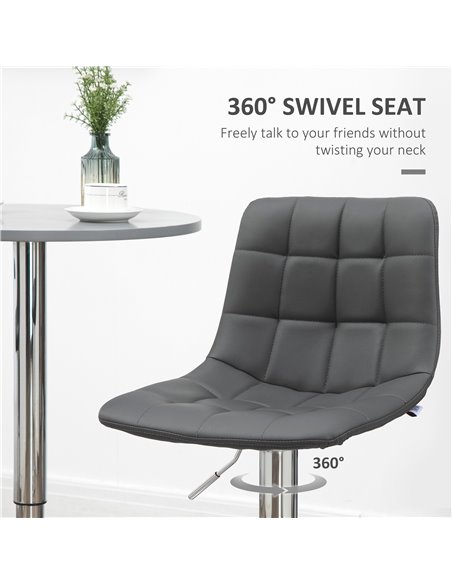 HOMCOM Bar Stools Set of 2, Adjustable Breakfast Dining Stools for Kitchen, Modern Counter Barstools with 360° Swivel and Footre - pic 61892 | FastDaddyshop