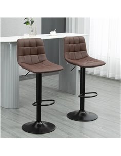 HOMCOM Adjustable Dining Bar Stools Set of 2, Brown 835-743V70BN 2
