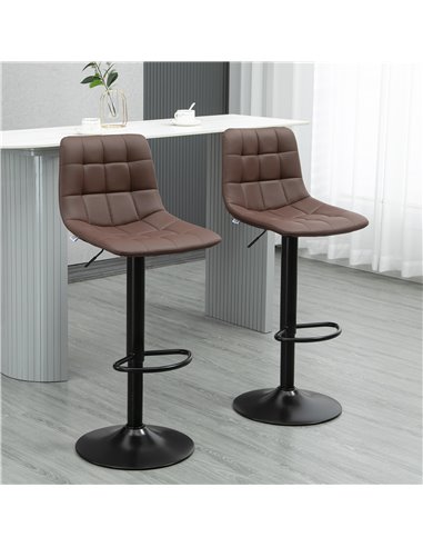 HOMCOM Adjustable Bar Stools Set of 2, Counter Height Barstools Dining Chairs 360° Swivel with Footrest for Home Pub and Kitchen