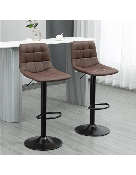 HOMCOM Adjustable Bar Stools Set of 2, Counter Height Barstools Dining Chairs 360° Swivel with Footrest for Home Pub and Kitchen - pic 61897 | FastDaddyshop