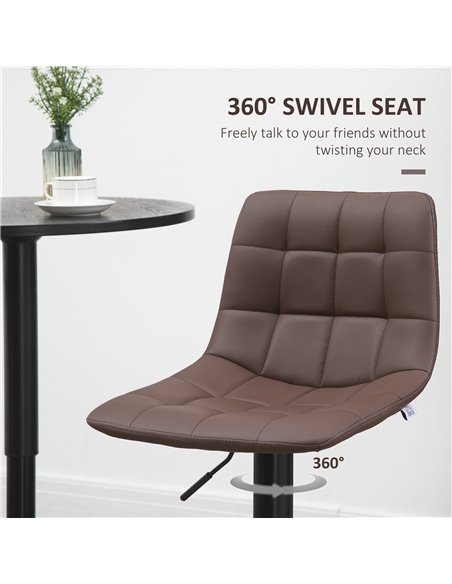 HOMCOM Adjustable Bar Stools Set of 2, Counter Height Barstools Dining Chairs 360° Swivel with Footrest for Home Pub and Kitchen - pic 61899 | FastDaddyshop