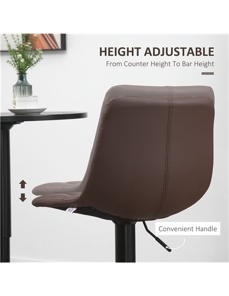 HOMCOM Adjustable Bar Stools Set of 2, Counter Height Barstools Dining Chairs 360° Swivel with Footrest for Home Pub and Kitchen - pic 61901 | FastDaddyshop