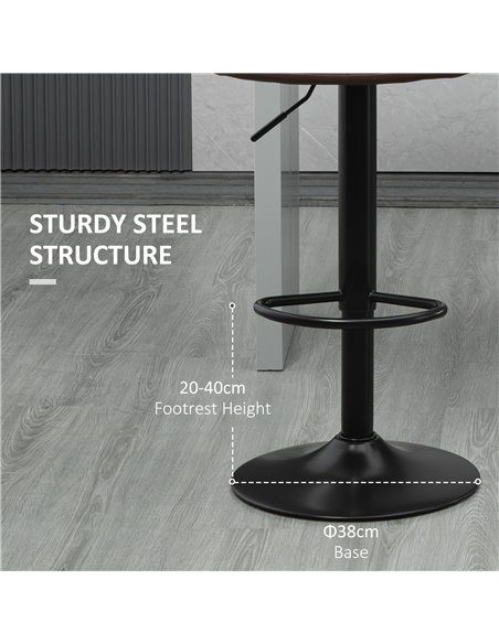 HOMCOM Adjustable Bar Stools Set of 2, Counter Height Barstools Dining Chairs 360° Swivel with Footrest for Home Pub and Kitchen - pic 61902 | FastDaddyshop