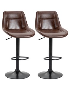 HOMCOM Adjustable PU Leather Bar Stools Set of 2, Brown 835-585V70BN