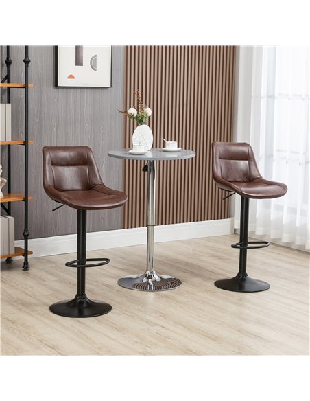 HOMCOM Adjustable Bar Stools Set of 2, Modern Kitchen Stools, 360 Degree Swivel Bar Height Barstools in PU Leather with Footrest - pic 61906 | FastDaddyshop