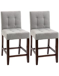 HOMCOM Set of 2 Fabric Bar Stools with Tufted Back, Grey 835-761V70GY