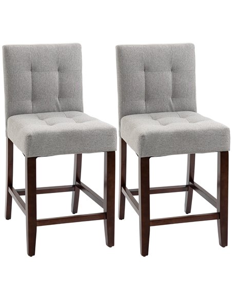 HOMCOM Set of 2 Fabric Bar Stools with Tufted Back, Grey 835-761V70GY - pic 61932 | FastDaddyshop