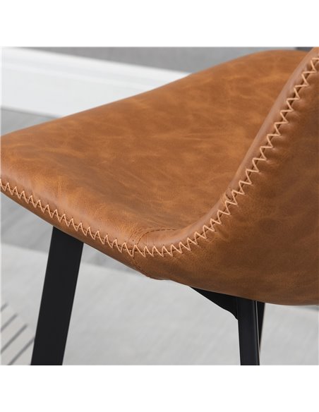 HOMCOM Bar Stools Set of 2, Industrial Kitchen Stool, Upholstered Bar Chairs with Back, Steel Legs, Brown 835-778V70BN - pic 61976 | FastDaddyshop