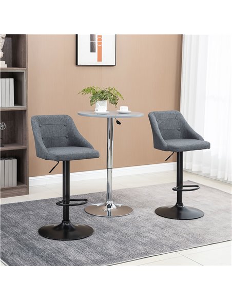 HOMCOM Modern Adjustable Bar Stools Set of 2, Swivel Fabric Barstools with Footrest, Armrests and Back, for Kitchen Counter and  - pic 61978 | FastDaddyshop