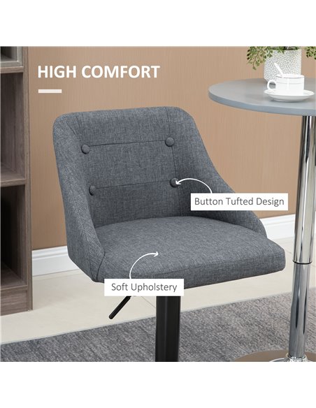HOMCOM Modern Adjustable Bar Stools Set of 2, Swivel Fabric Barstools with Footrest, Armrests and Back, for Kitchen Counter and  - pic 61982 | FastDaddyshop