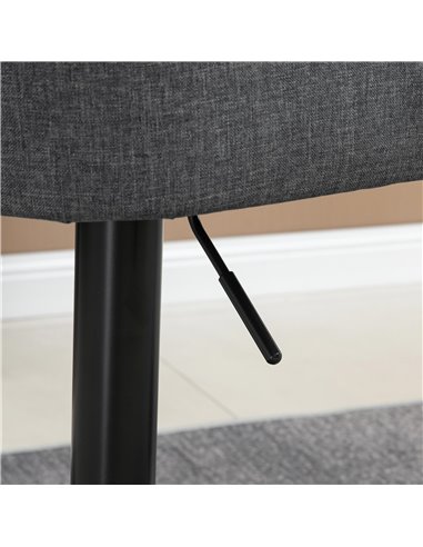 HOMCOM Modern Adjustable Bar Stools Set of 2, Swivel Fabric Barstools with Footrest, Armrests and Back, for Kitchen Counter and 