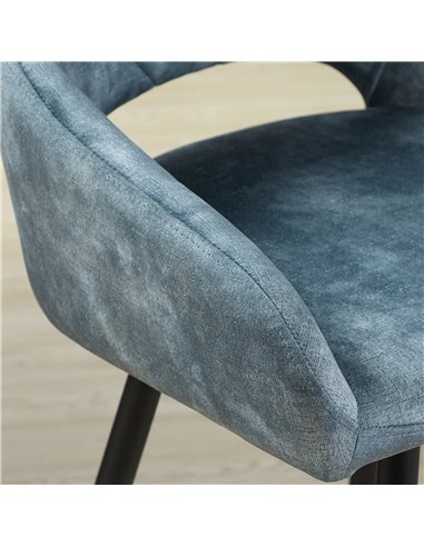 HOMCOM Bar Stools Set of 2, Velvet-Touch Fabric Counter Height Bar Chairs, Kitchen Stools with Steel Legs for Dining Area Blue 8