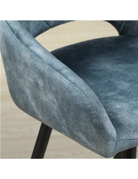 HOMCOM Bar Stools Set of 2, Velvet-Touch Fabric Counter Height Bar Chairs, Kitchen Stools with Steel Legs for Dining Area Blue 8 - pic 61994 | FastDaddyshop