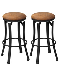 HOMCOM Set of 2 Bar Chairs, Breakfast Stools with Footrest, Brown 835-554V70BN