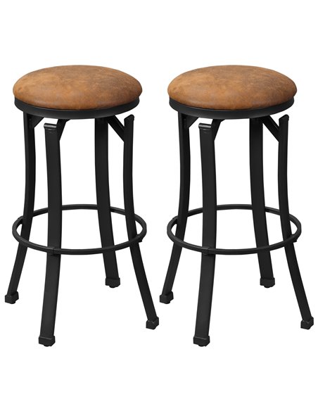 HOMCOM Set of 2 Bar Chairs, Breakfast Stools with Footrest, Brown 835-554V70BN - pic 61995 | FastDaddyshop