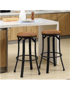 HOMCOM Set of 2 Bar Chairs, Breakfast Stools with Footrest, Brown 835-554V70BN 2