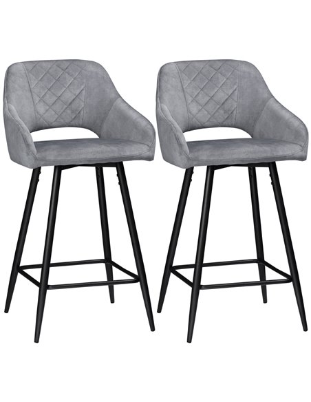 HOMCOM Set of 2 Bar stools With Backs, Grey 835-756V70GY - pic 62004 | FastDaddyshop