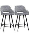 HOMCOM Set of 2 Bar stools With Backs, Grey 835-756V70GY