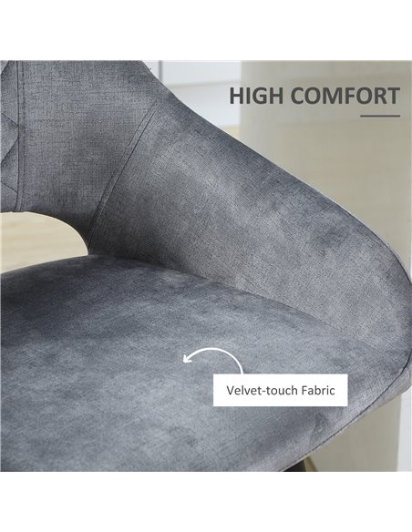 HOMCOM Set of 2 Bar stools With Backs, Velvet-Touch Fabric Counter Height Bar Chairs, Kitchen Stools with Steel Legs for Dining  - pic 62008 | FastDaddyshop