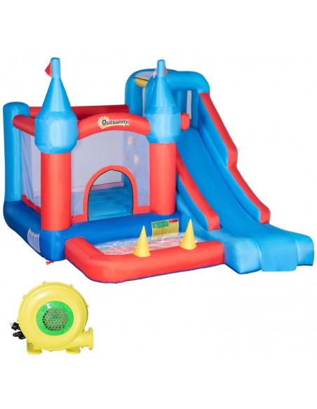 Outsunny 3+ Kids Bounce Castle 5 in 1 Large Trampoline Slide Water Pool Climbing Wall - pic 6202 | FastDaddyshop
