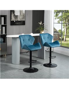 HOMCOM Bar Stools Set Of 2 Luxurious Velvet-Touch Barstools, Blue 835-355V71BU 2