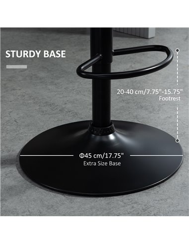 HOMCOM Bar Stools Set Of 2 Luxurious Velvet-Touch Barstools w/ Metal Frame Footrest Round Base Triangle Indenting Moulded Seat A