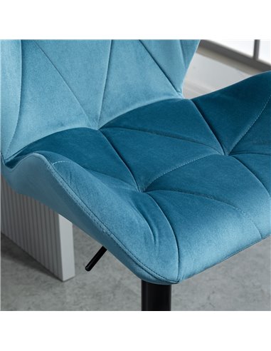 HOMCOM Bar Stools Set Of 2 Luxurious Velvet-Touch Barstools w/ Metal Frame Footrest Round Base Triangle Indenting Moulded Seat A