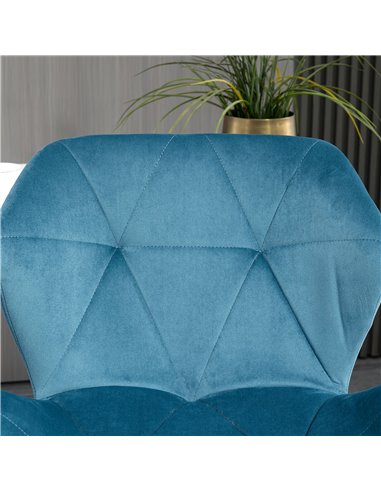 HOMCOM Bar Stools Set Of 2 Luxurious Velvet-Touch Barstools w/ Metal Frame Footrest Round Base Triangle Indenting Moulded Seat A