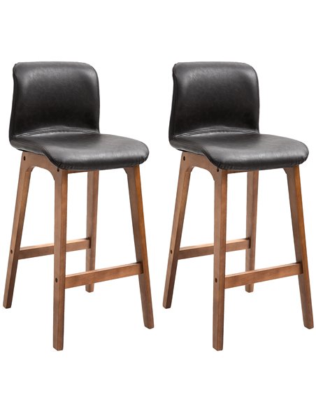 HOMCOM Modern PU Leather Bar Stools Set of 2, Dark Brown 835-161V70DR - pic 62031 | FastDaddyshop