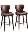 HOMCOM PU Leather Vintage Bar Stools Set of 2, Brown 835-199V71BN