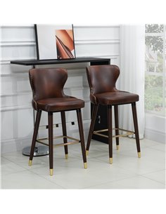 HOMCOM PU Leather Vintage Bar Stools Set of 2, Brown 835-199V71BN 2