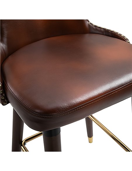 HOMCOM Bar Stools Set of 2, PU Leather Vintage Counter-Height Bar Chair, Luxury European Style Kitchen Stools with Back, Brown 8 - pic 62048 | FastDaddyshop