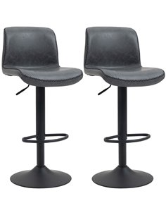 HOMCOM Set of 2 Bar Stool with Adjustable Height, Dark Grey 835-326V71CG