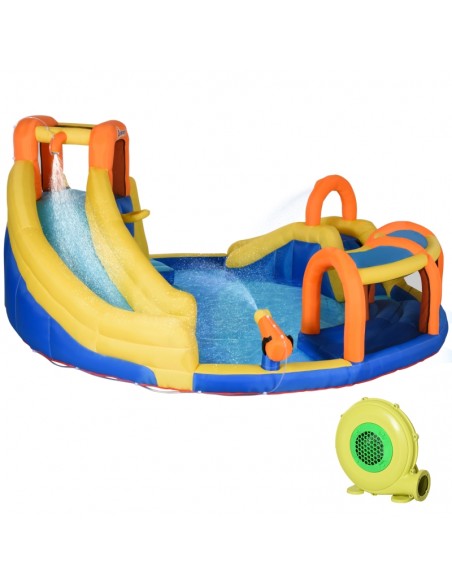 Outsunny 3+ Kids Bouncy Castle 5 in 1 Slide Water Pool Gun Basket Climbing Wall - pic 6205 | FastDaddyshop