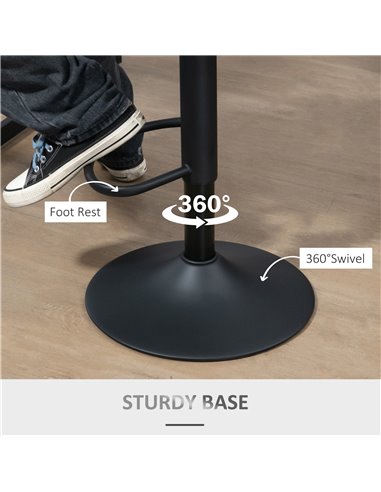 HOMCOM Set of 2 Bar Stool Adjustable Height Swivel Footrest and Base for Breakfast Bar, Kitchen and Home, Dark Grey 835-326V71CG